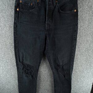 Levis Premium 501s Jeans Women Charcoal Wash Button Fly Straight Leg ACTL 28X26